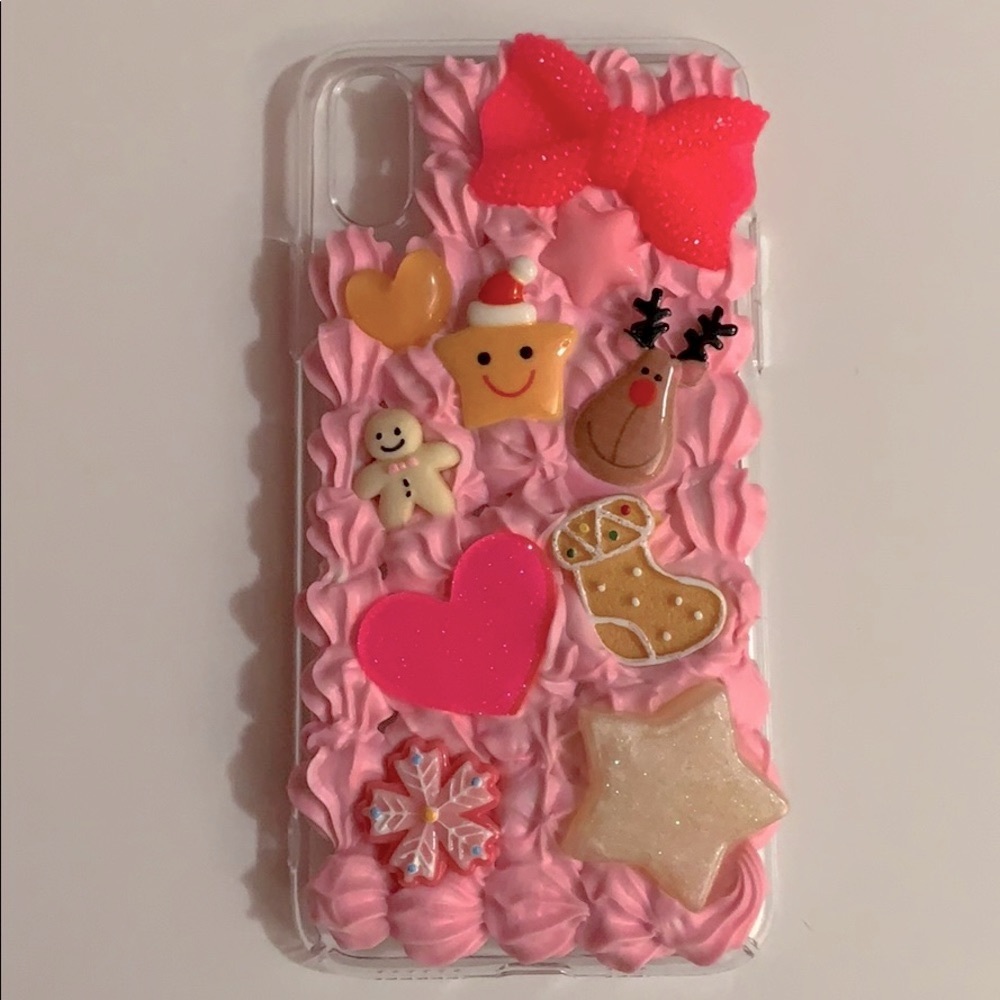 Christmas pink decoden custom iPhone X phone case